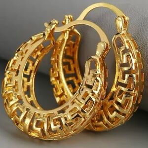 Gold Color Hollow Hoop Earrings